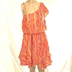 New Free People Dress Sz Large Women MenWomenStyles Orange Ruffles Ruffled